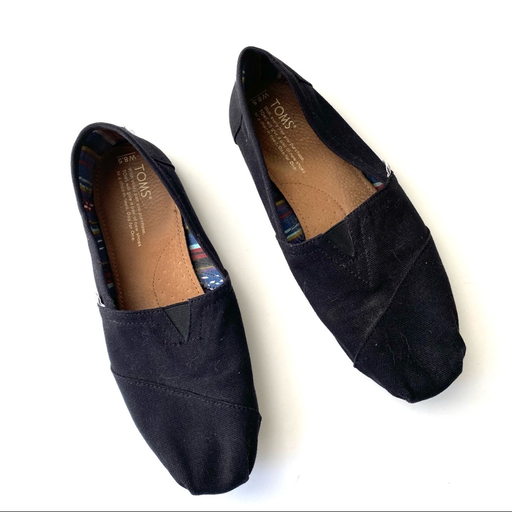 TOMS $50 Womens Alpargata 8.5 Black/Black Classic Canvas Slip On Casual Shoes